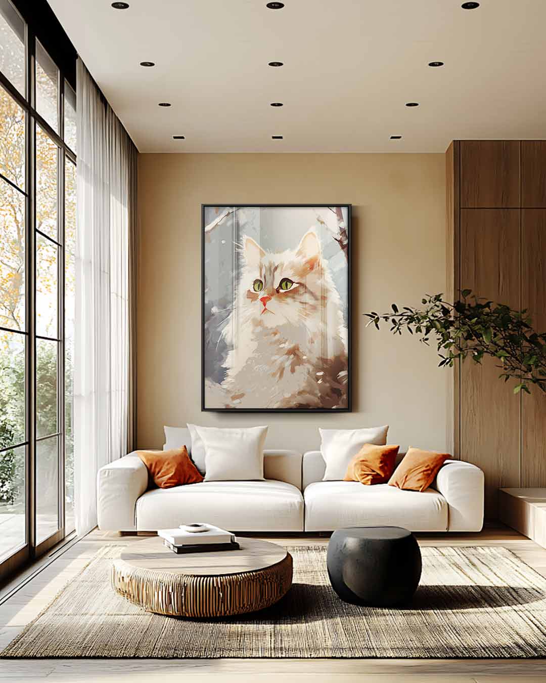 Winterse Kattenblik – modern portret kunstwerk van WallArtistic