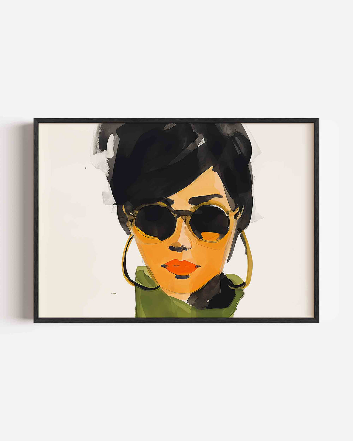 Vrouw met zonnebril – vrouwelijk portret als landscape poster