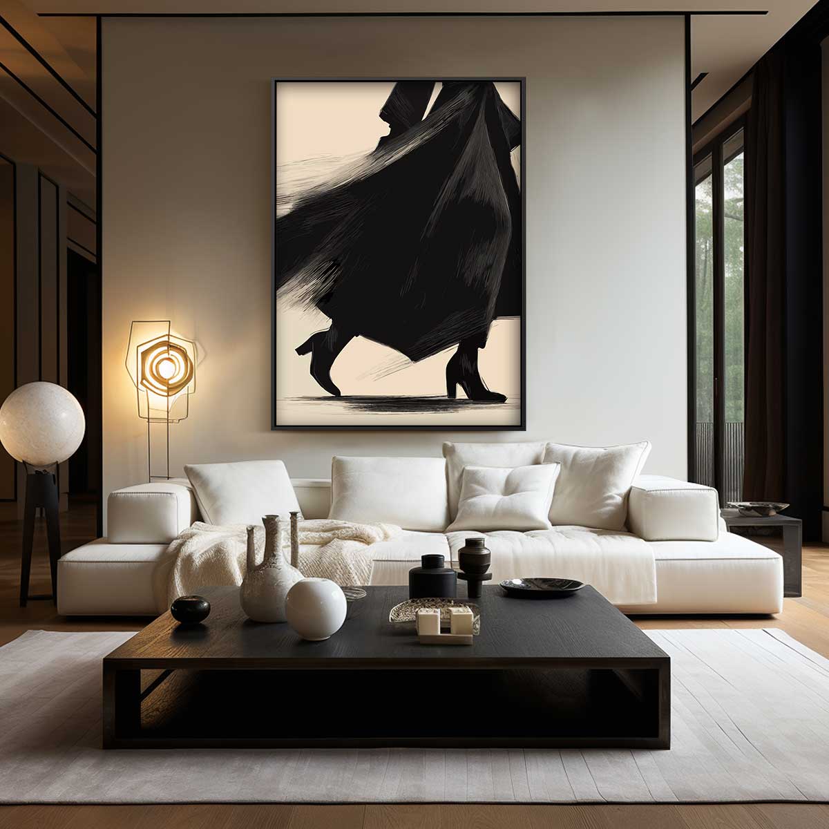 Elegante Schaduw in Beweging – staand kunstwerk voor modern interieur