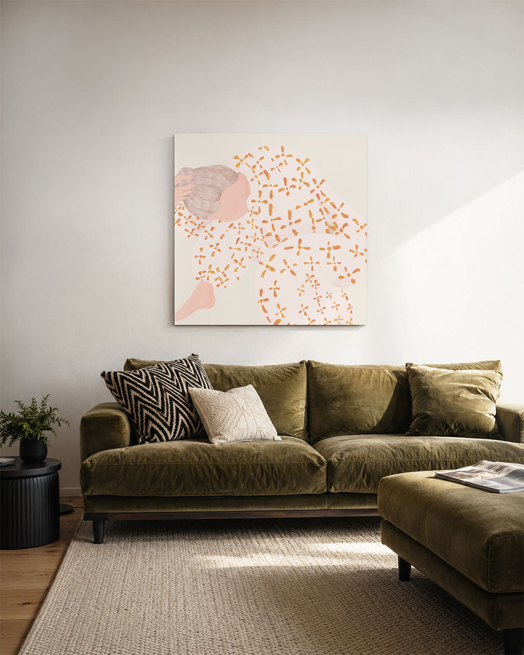 Abstract kunstwerk – derde productweergave – een abstract kunstwerk met donkere tinten en een rustige visuele opbouw.