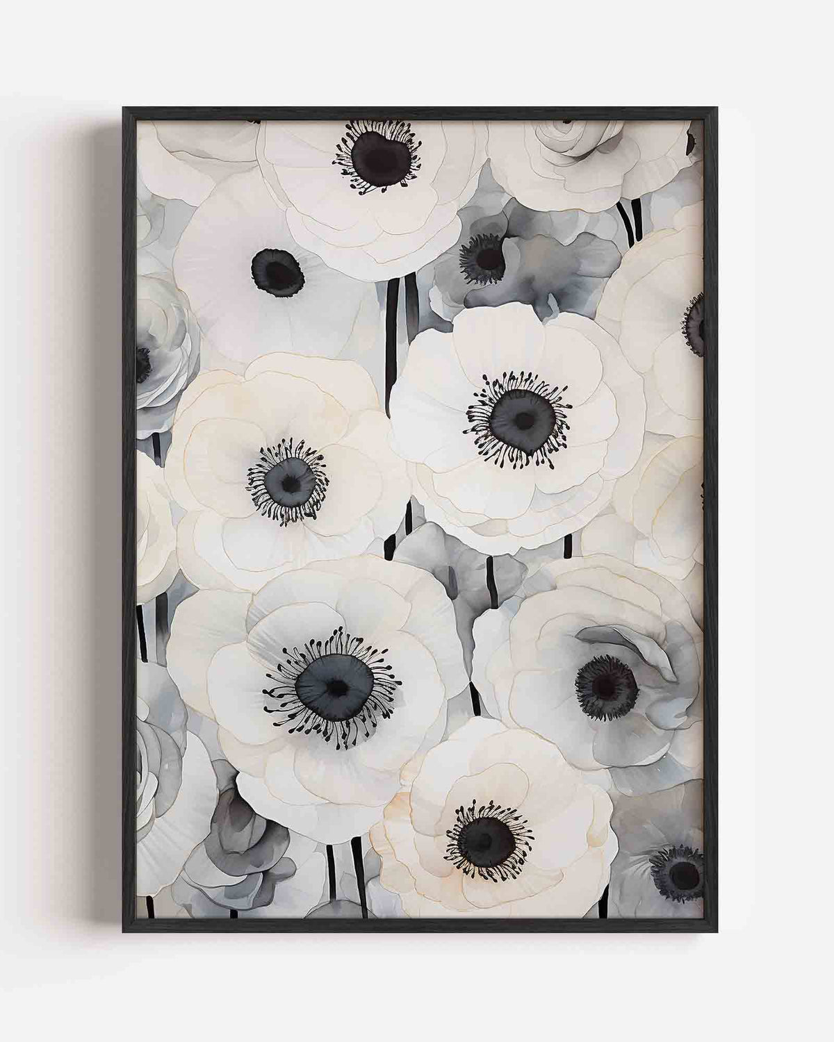 Witte bloemen – zacht abstracte portret poster als wanddecoratie
