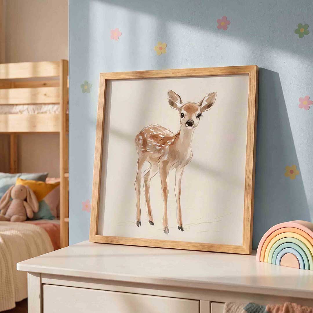 Hertje – speelse wandkunst als vierkante kinderposter