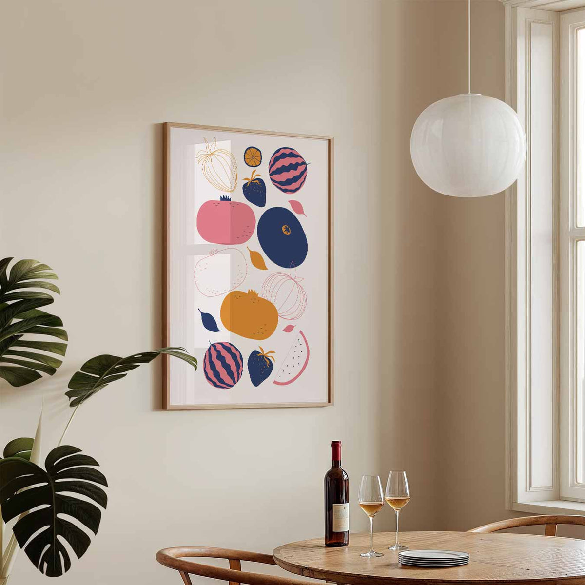 Speelse Fruitkunst – staande keuken wanddecoratie van WallArtistic