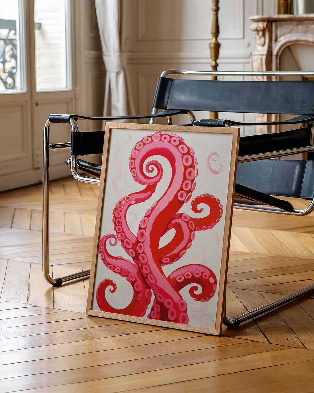 Dromerige Octopus Tentakels – zomerse wandkunst als portret poster