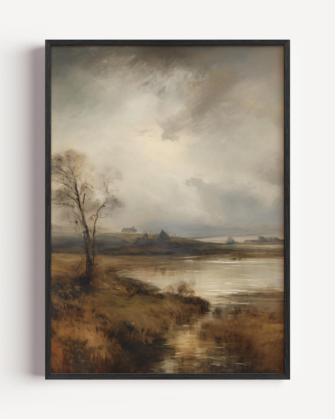 Mystiek Landschap aan de Rivier – natuur en stad portret poster als wanddecoratie