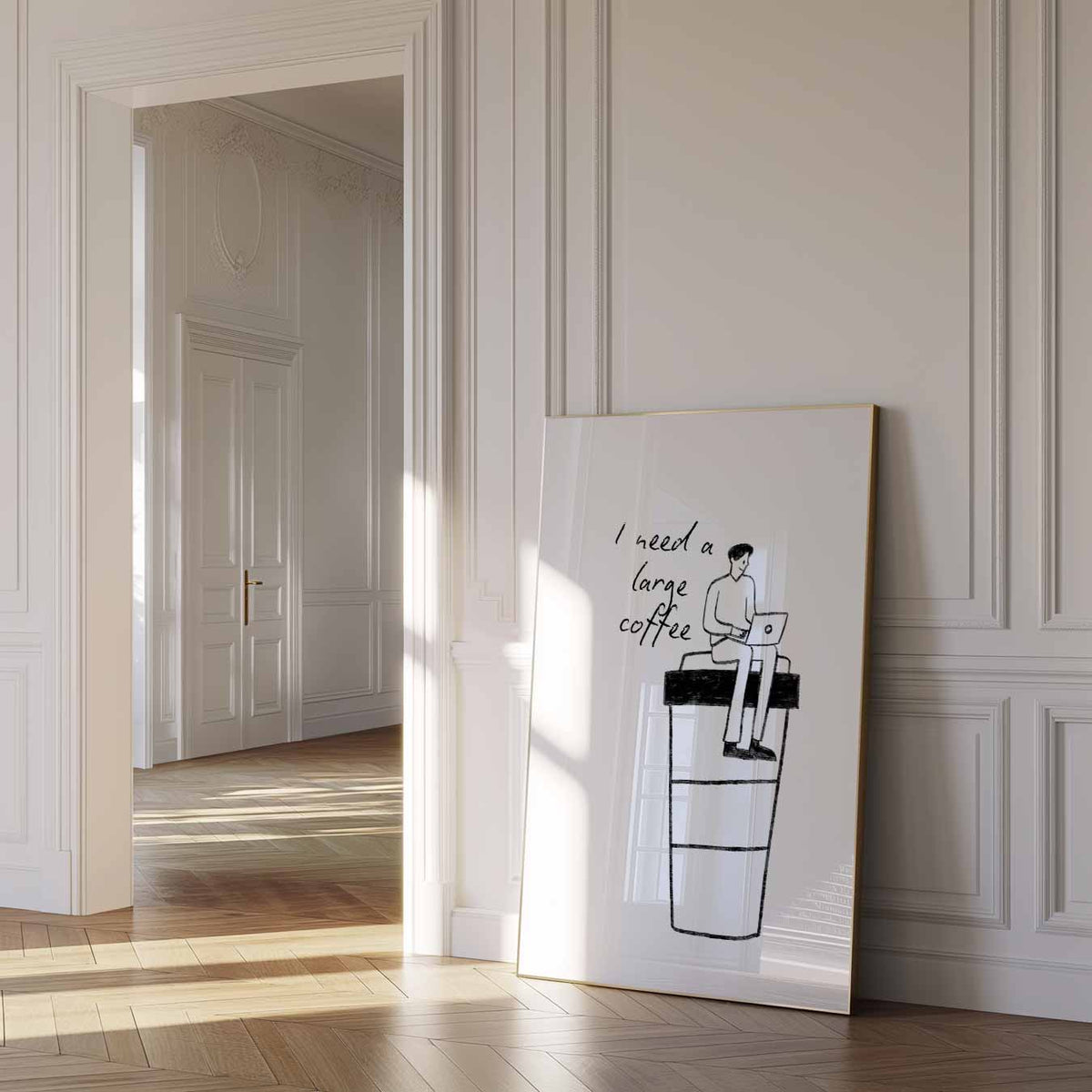 Poster "I Need a Large Coffee – zomer poster als frisse staande wanddecoratie
