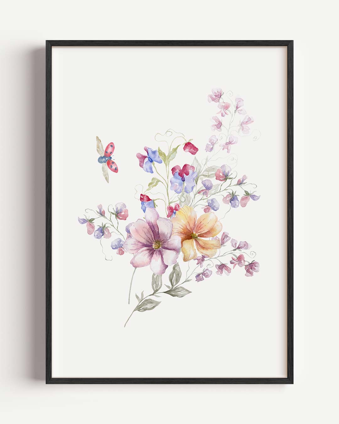 Romantische Bloemen Aquarel – kids portret poster als wanddecoratie