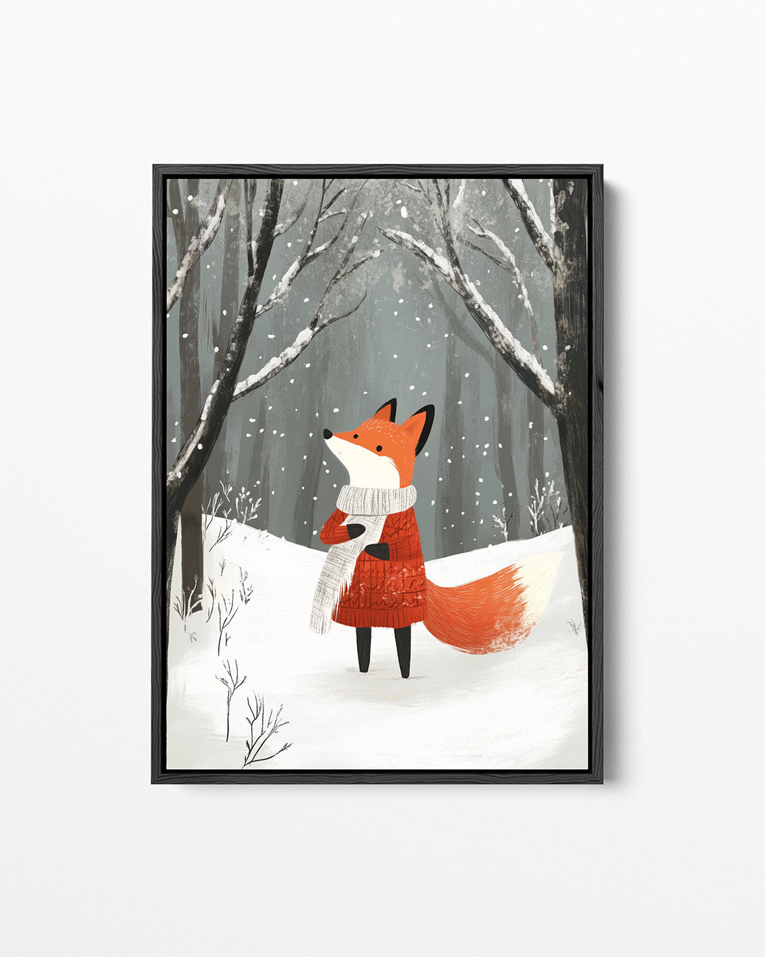 Vos in winterbos – staand wanddecoratie kunstwerk