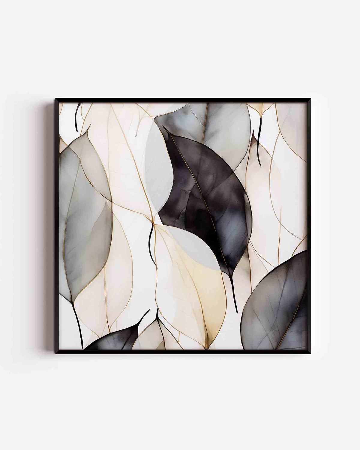 Bladeren patroon – zacht abstracte vierkante poster als wanddecoratie