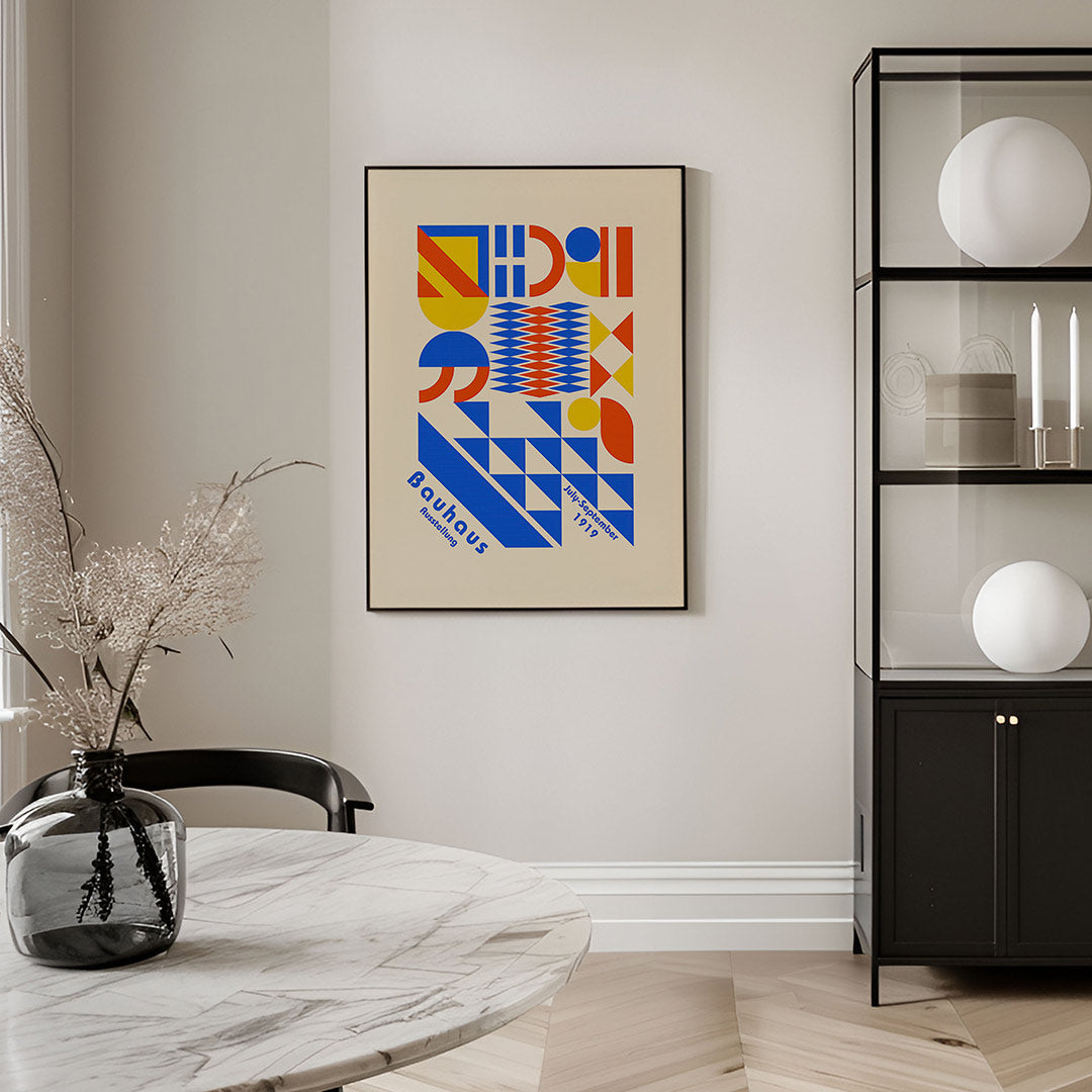 Vormen en vlakkenspel – geometrische Bauhaus poster in staand formaat