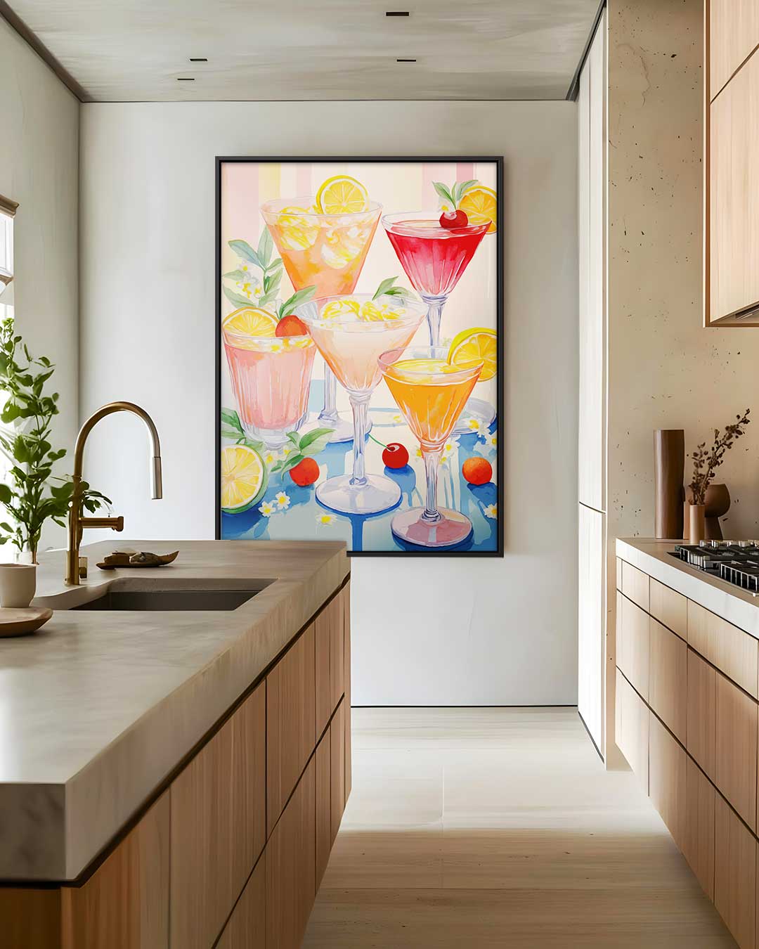Fruitige Cocktail Illustratie – staand kunstwerk voor modern interieur