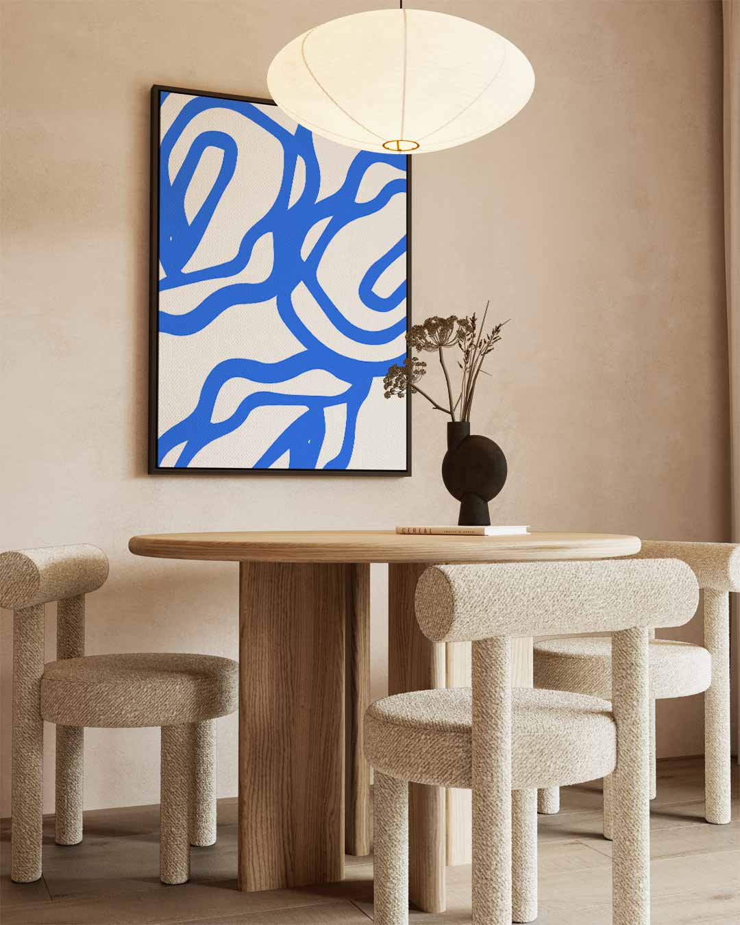 Abstracte Blauwe Golven – canvas wanddecoratie in portret formaat