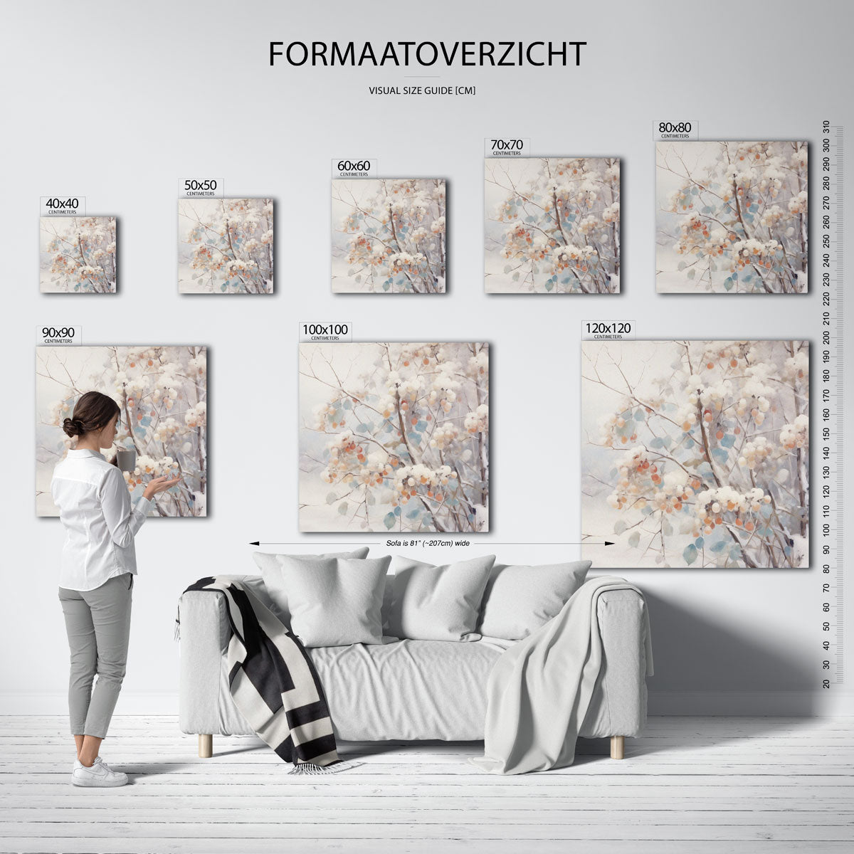 Takken met bessen – vierkante muurposter voor kerst