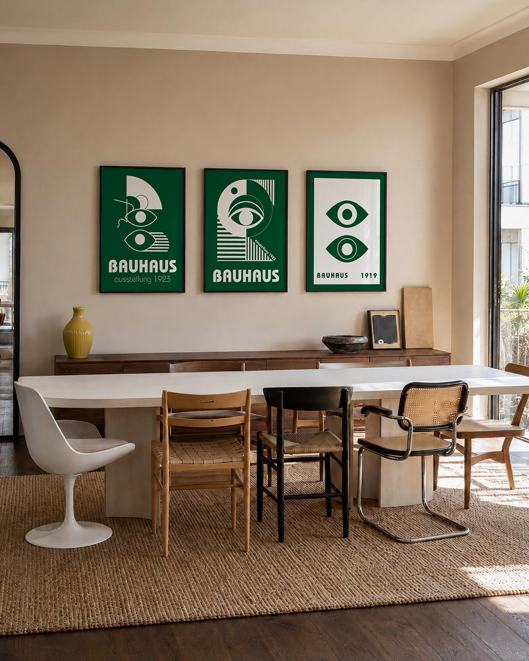 Vormen en ogen posterset – tweede productweergave – deze posterset in drie delen toont een speelse combinatie van cirkels
