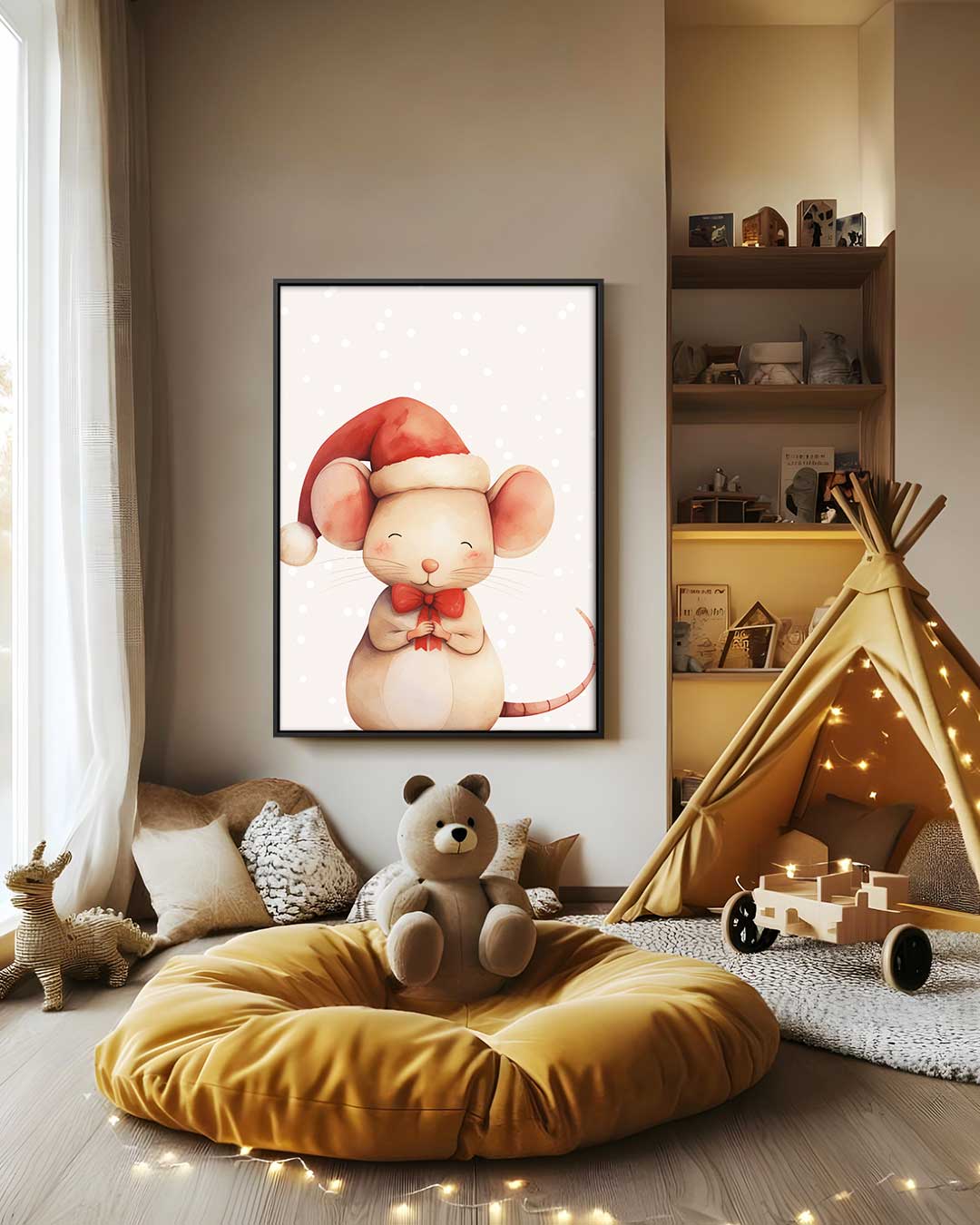 Kerstmis Muisje Illustratie – staand kunstwerk voor modern interieur