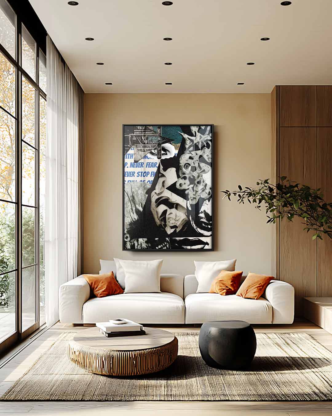Dynamische Duistere Collage – canvas wanddecoratie in portret formaat