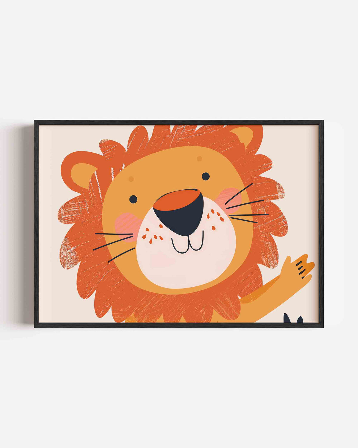 Vrolijke leeuw – landscape kinderposter als wanddecoratie
