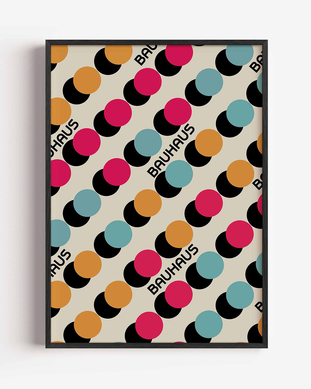 Cirkelritme en kleur – staande Bauhaus poster als wanddecoratie