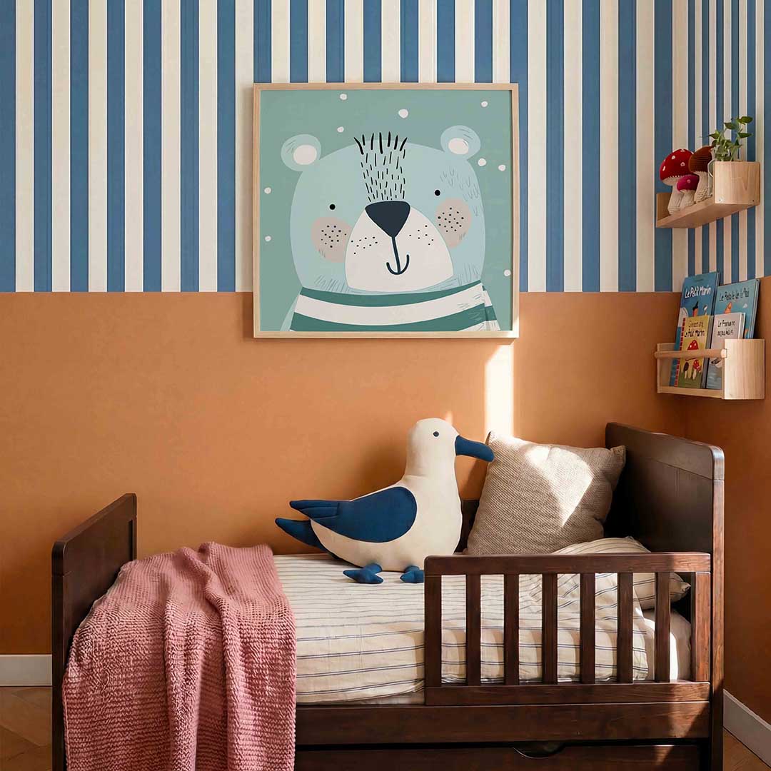 Beer met stippen – kids poster in vierkant formaat