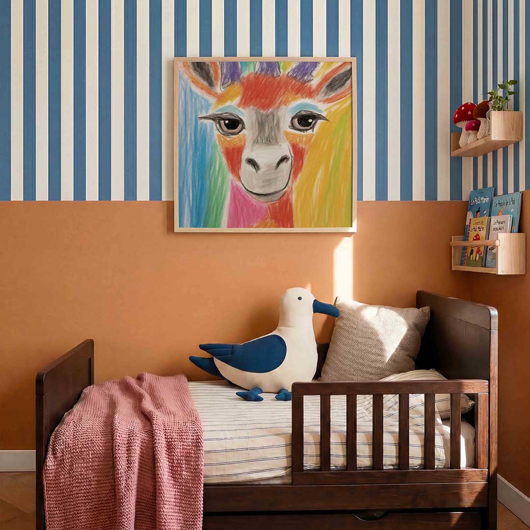 Kleurrijke dierenkop – kids poster in vierkant formaat