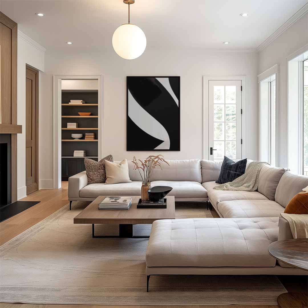 Elegantie in Zwart en Wit – staand kunstwerk voor modern interieur
