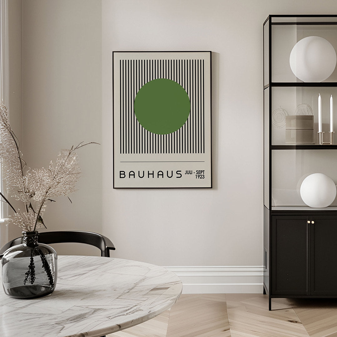 Lijnen en cirkel – geometrische Bauhaus poster in staand formaat