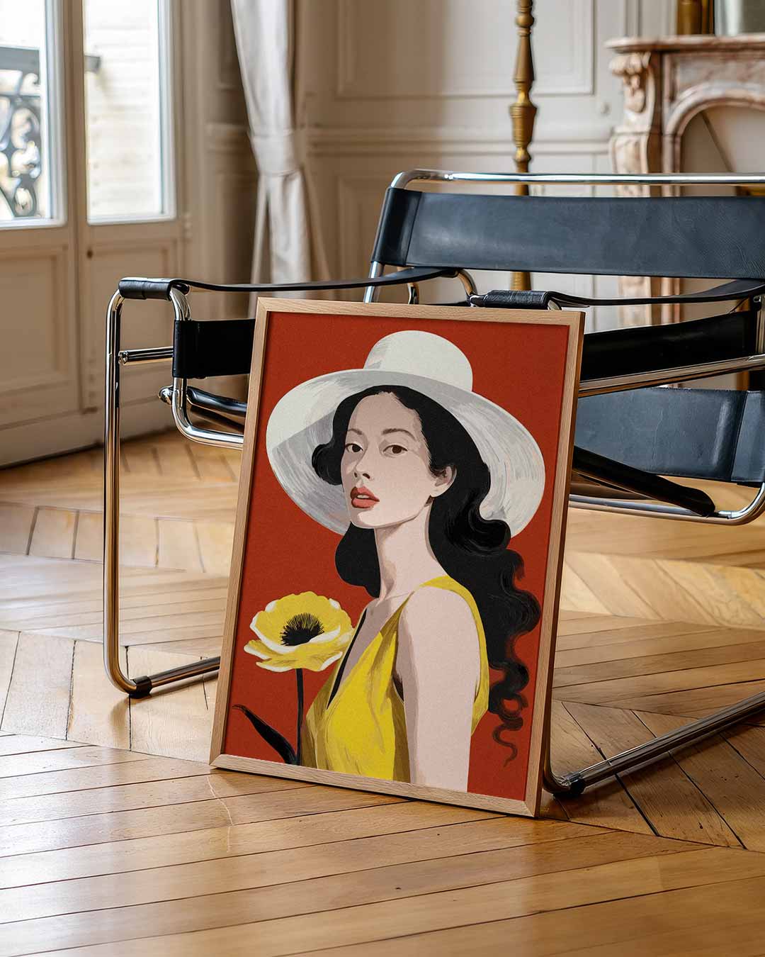 Vrouwelijke Elegantie – zomerse wandkunst als portret poster