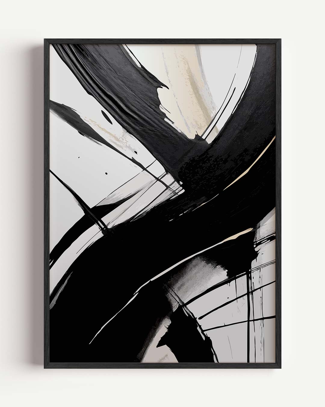 Zwarte en Witte Abstracte Kunstposter – kleurrijke abstracte portret poster als wanddecoratie