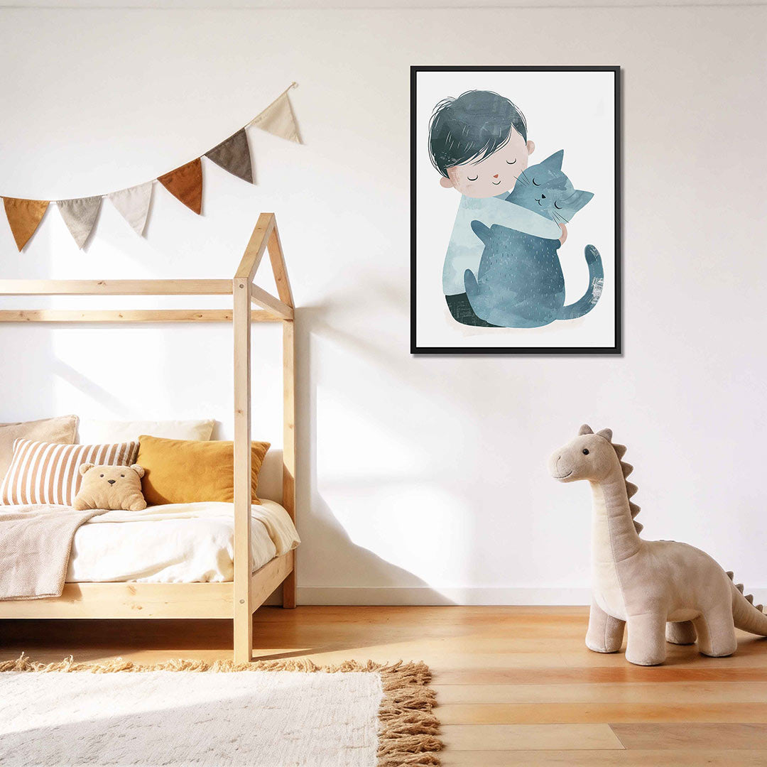 Knuffelende vrienden – kunstwerk als stijlvolle wanddecoratie