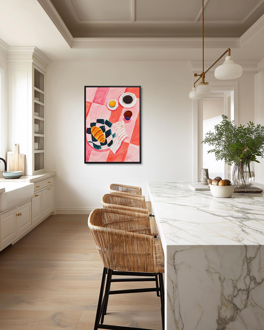 Vrolijk ontbijt tafereel – staand wanddecoratie kunstwerk