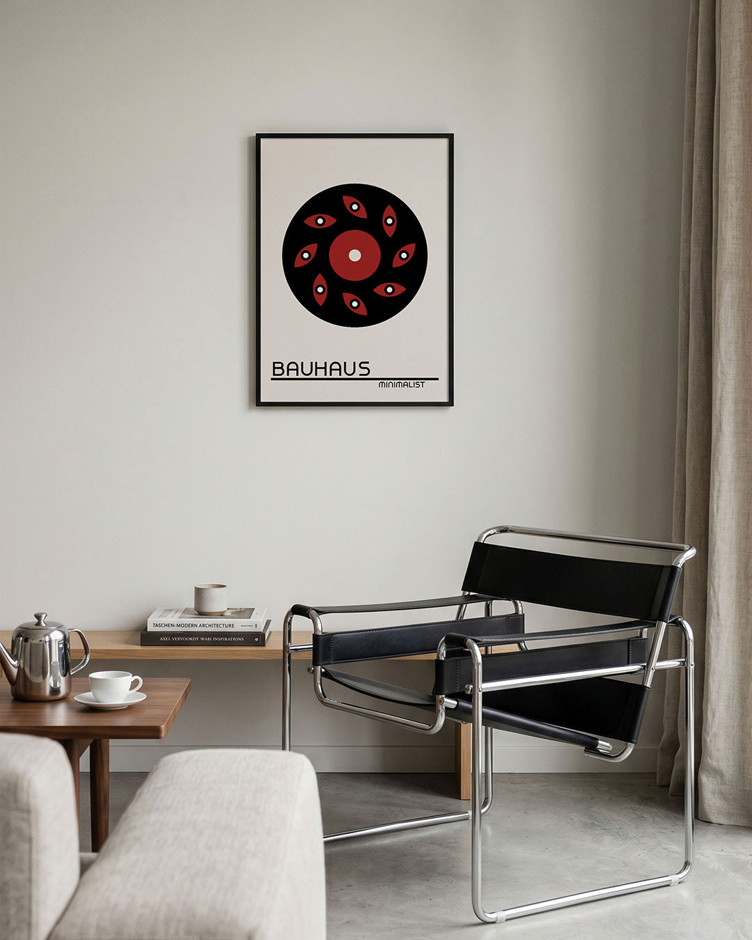 Cirkelvorm en ogen – geometrische Bauhaus poster in staand formaat