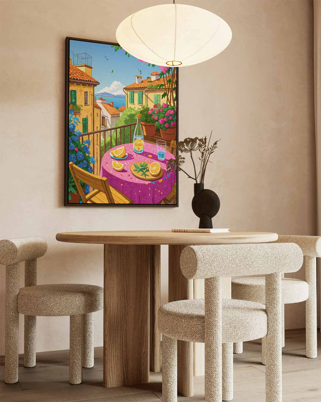 Zomer op het Balkon – canvas wanddecoratie in portret formaat