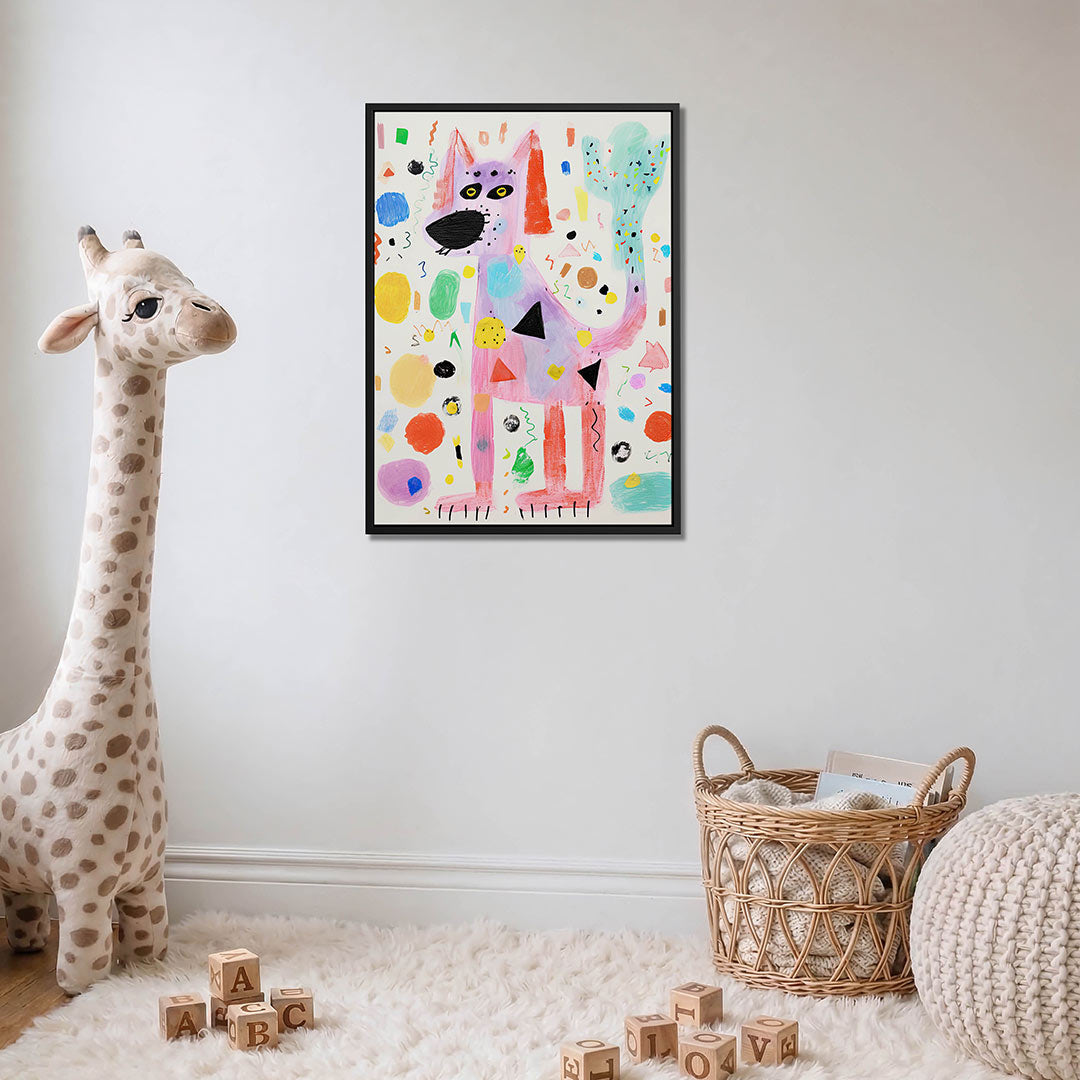 Speelse dierenfiguur – moderne staande wandkunst