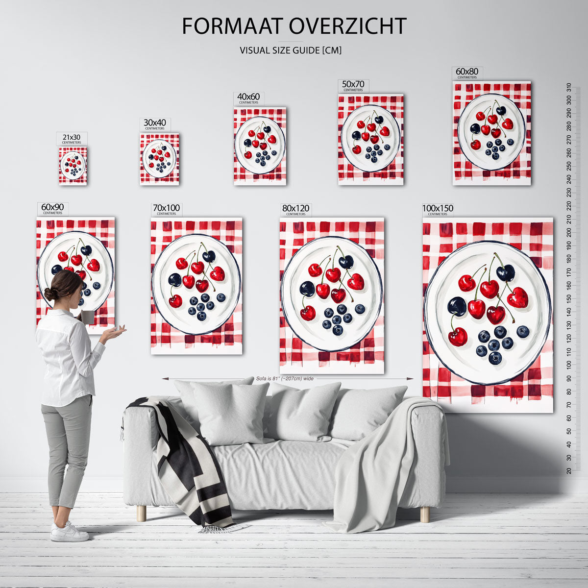 Kersen en bessen – staande muurposter voor een modern interieur