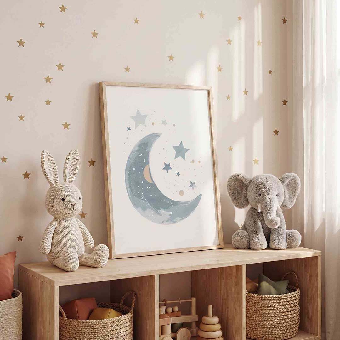 Maan en sterren – staande kinderkamer wanddecoratie van WallArtistic