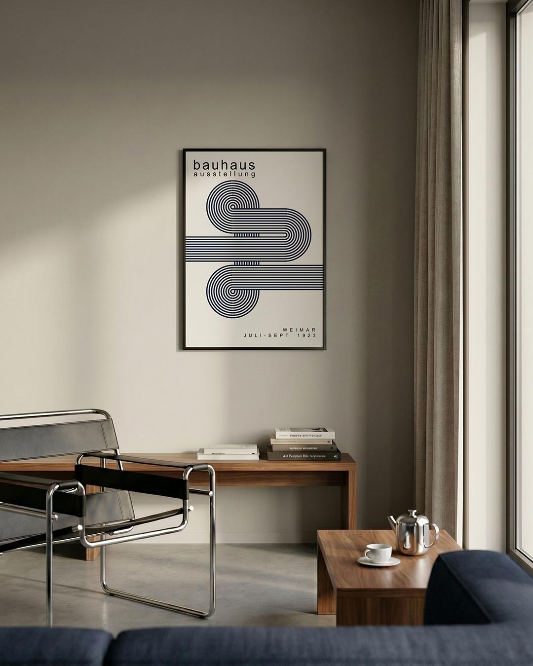 Lijnenspel en cirkelvormen – staande Bauhaus poster voor aan de muur
