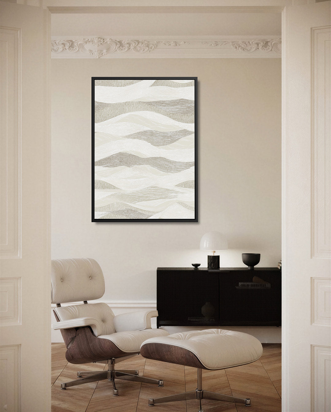 Golvende lijnen – moderne staande wandkunst