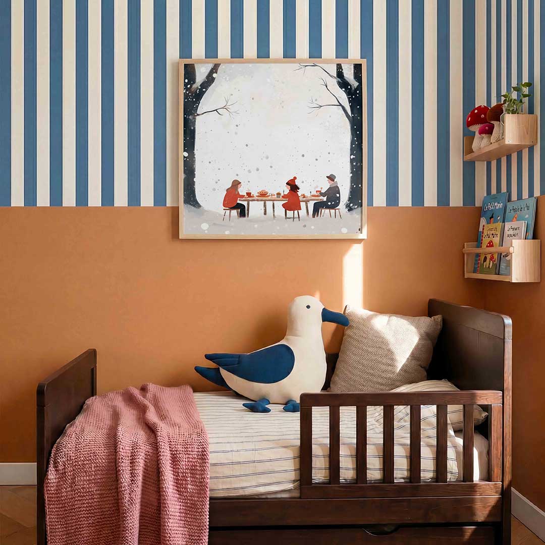 Winterse maaltijd – kids poster in vierkant formaat
