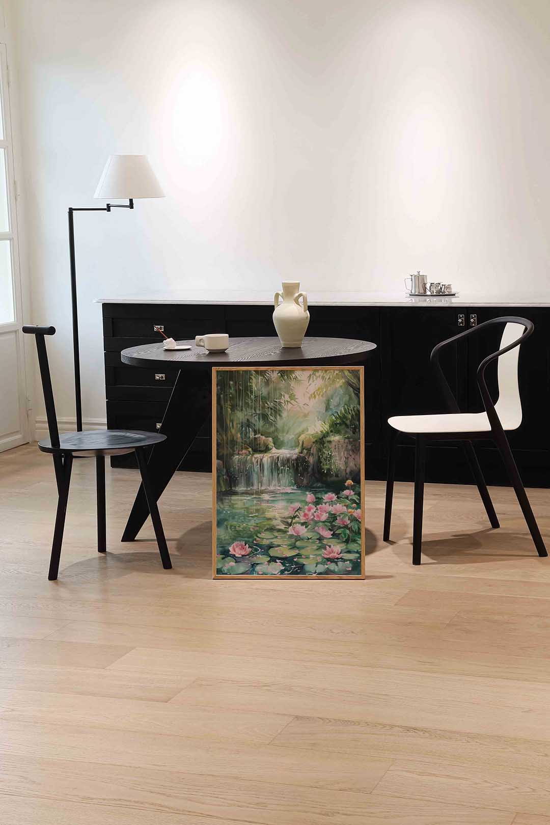 Waterval en bloemen – abstracte wandkunst als portret poster