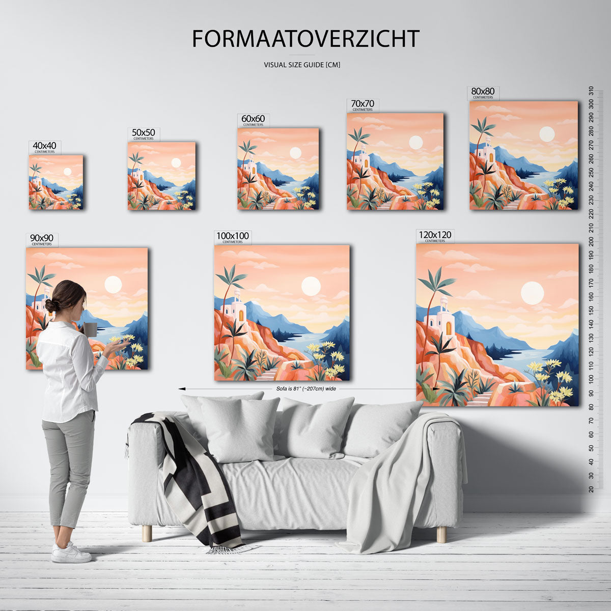 Zonnige kustlandschap – vierkante muurposter voor keuken of eethoek