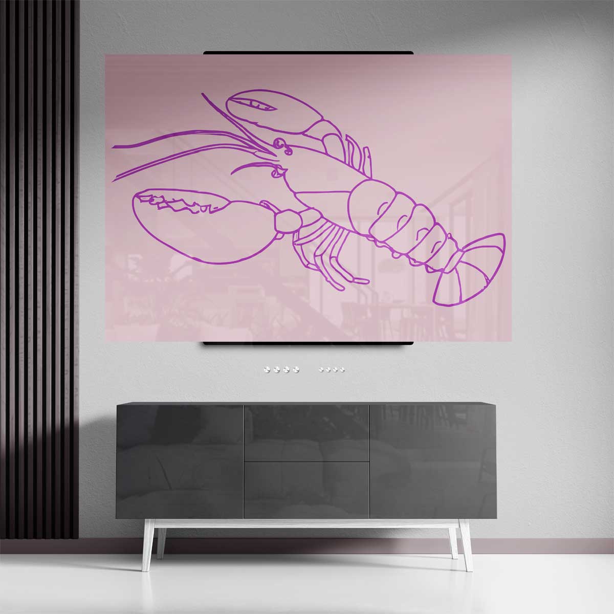 Vrolijke Roze Kreeft Illustratie – canvas kunstwerk als wanddecoratie