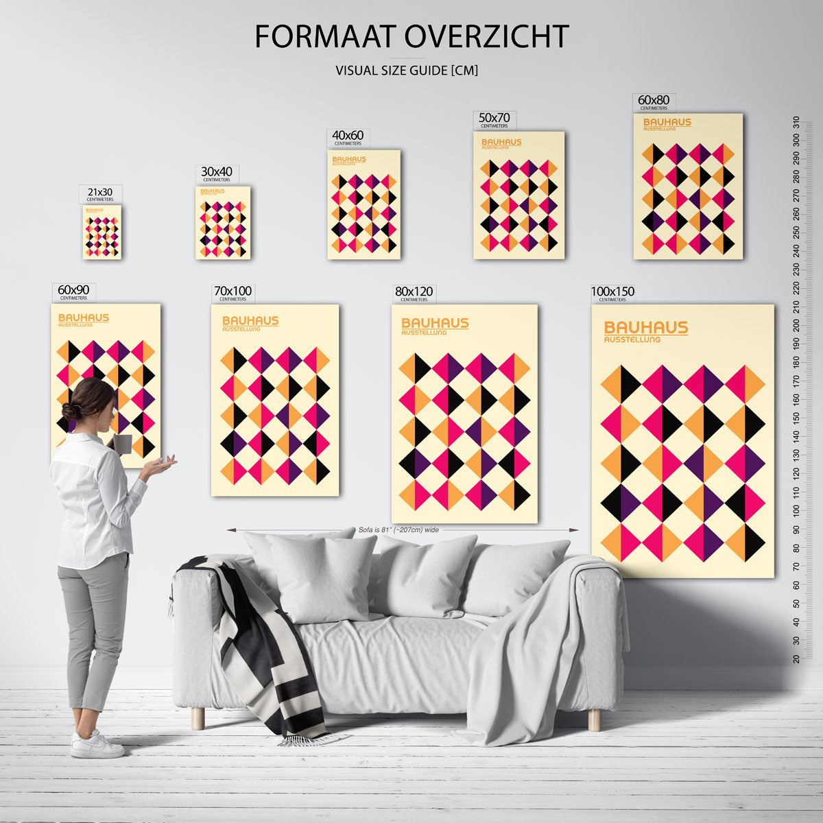 Vormritme en kleur – geometrische poster in Bauhaus-stijl van WallArtistic