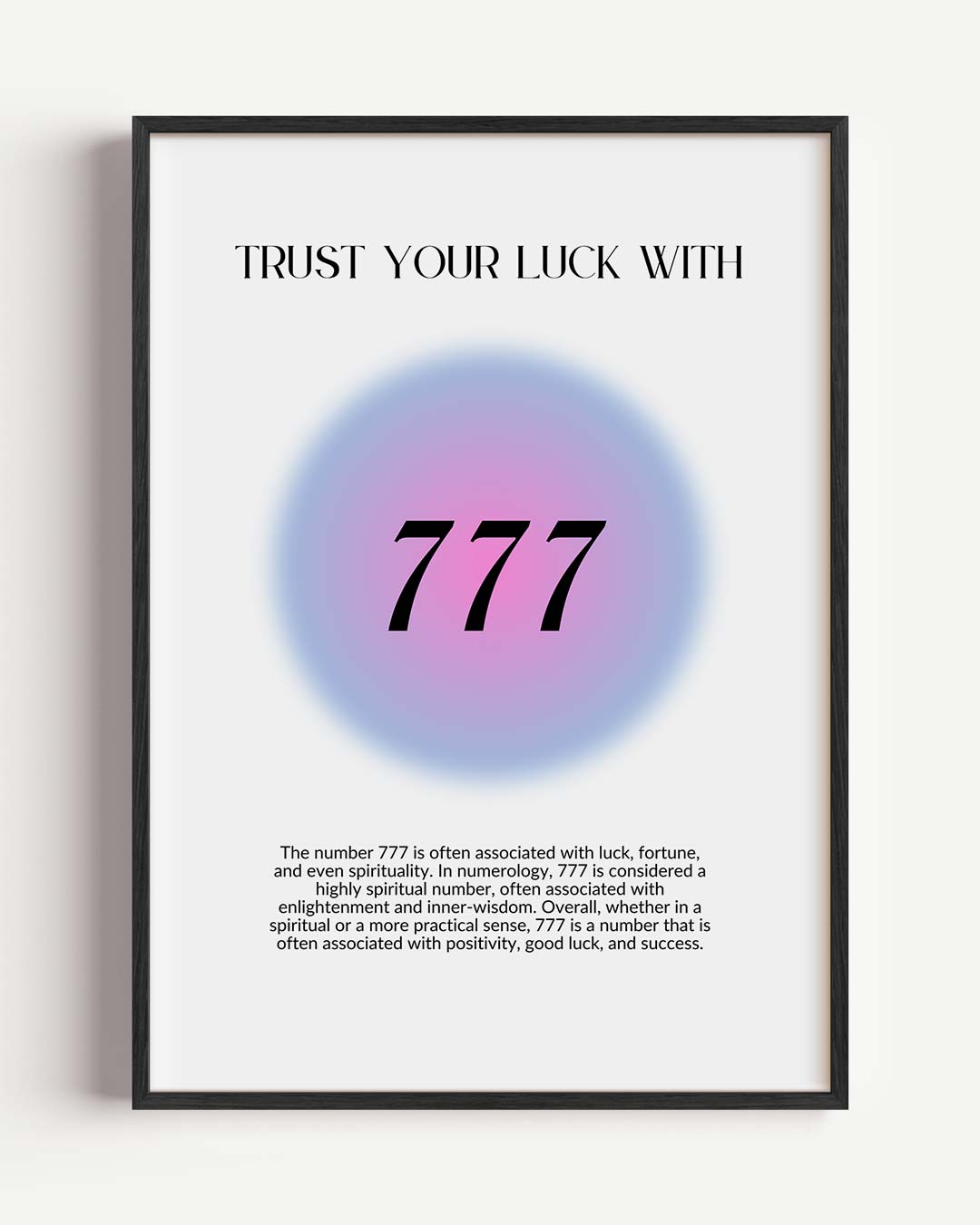 Geluksnummer 777 – mindful portret poster als wanddecoratie