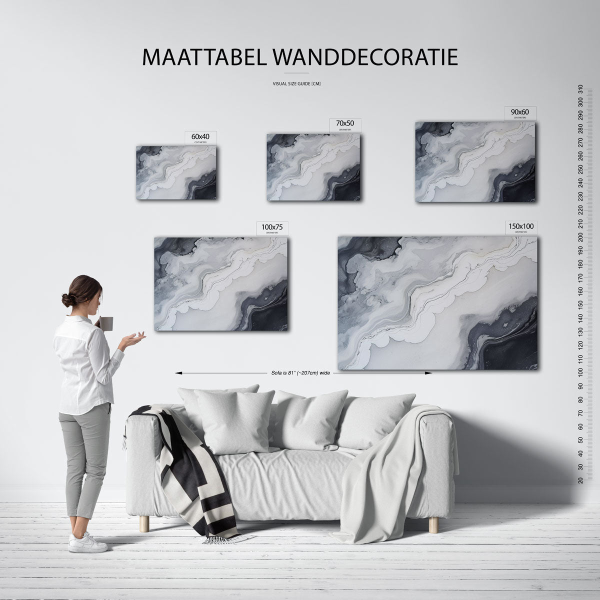 Vloeiende lijnen compositie – Lijnen – moderne liggende wandkunst