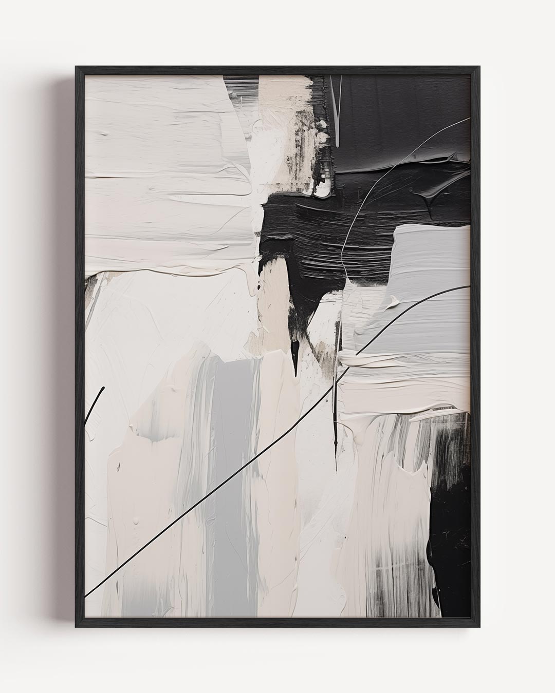 Moderne Abstracte Zwart-Witte Kunstposter – textuur portret poster als wanddecoratie