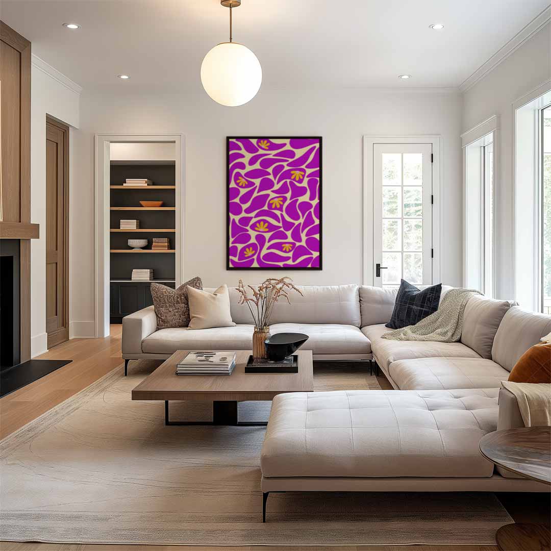 Vrolijke Bloemen Abstract – canvas wanddecoratie in portret formaat
