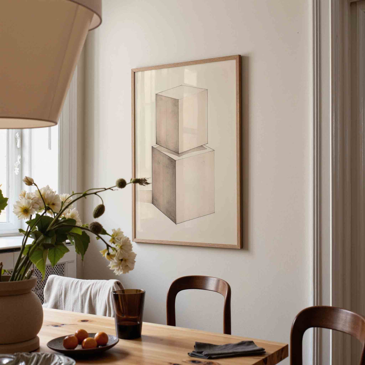 Twee kubussen – kunst en design poster in portret formaat