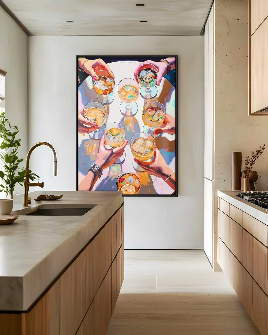 Vriendschapstoast in Kleur – staand kunstwerk voor modern interieur
