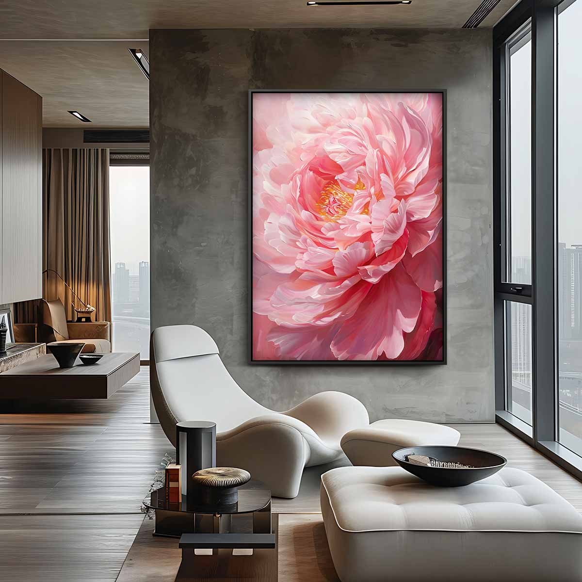 Bloeiende Elegantie – staande wandkunst voor woonkamer of interieur