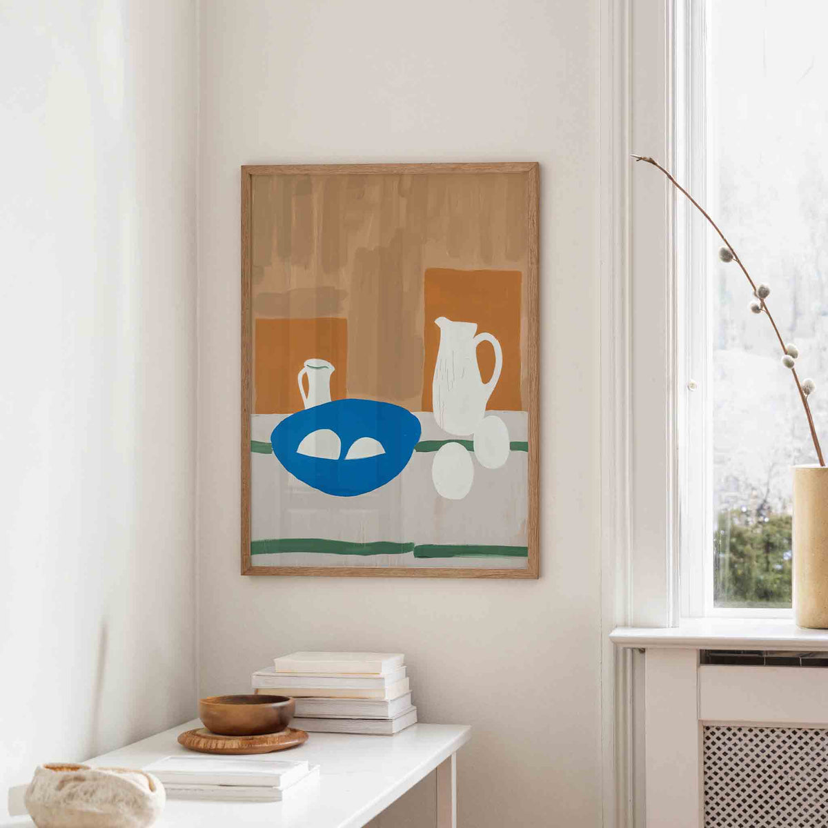 Stilleven met kannen en schaal – staande hedendaagse wanddecoratie van WallArtistic